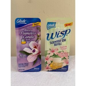 Glade Wisp Flameless Candle Orchid Oasis Scented Oil Refill Delicate Petals New